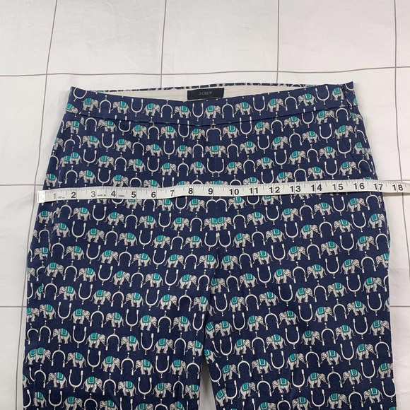 J.Crew Navy and White Elephant Patterned Pants - Size 4 - Picture 8 of 10